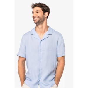 Chemise à col bowling en lin homme
