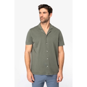 Chemise écoresponsable délavée en jersey manches courtes à col bowling homme