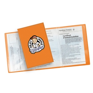 Porte carte grise 3 volets en pvc recyclé - PUHT sérigraphie 1 couleur 1 face