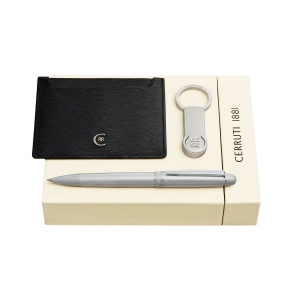Parure CERRUTI 1881 (stylo bille, porte-clefs & porte-cartes)