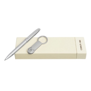 Parure CERRUTI 1881 Chrome (stylo bille & porte-clefs)