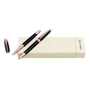 Parure Holborn Noir & Rose Doré (stylo bille & stylo roller)