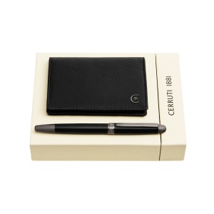Parure CERRUTI 1881 (stylo roller & porte-cartes)