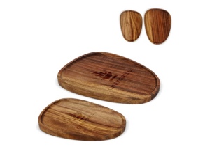 InSideOut 2 paquets de plateaux en bois de forme organique