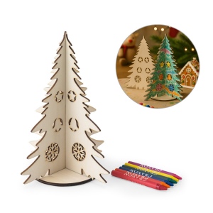 PINERY. Arbre de Noël en bois pliable à colorier