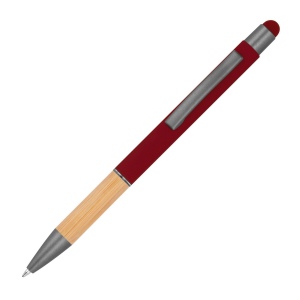 Stylo à bille en aluminium avec zone de préhension en bambou