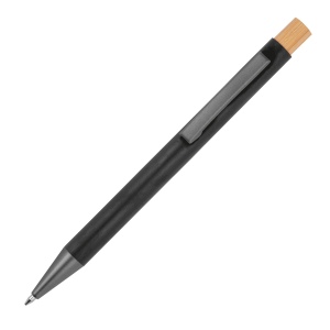 Stylo à bille en aluminium recyclé avec poussoir en bambou