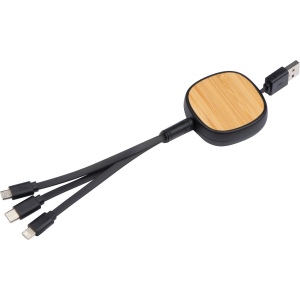 câble de recharge rétractable avec embout en bambou