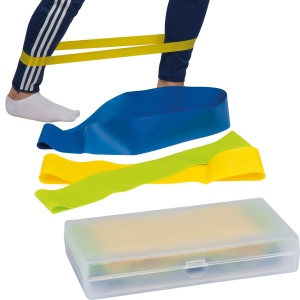 Bandes élastiques de fitness dans une boîte en plastique