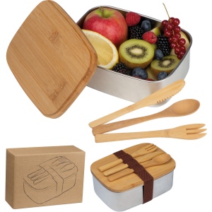 Lunchbox avec couvercle en bambou et bande silicone