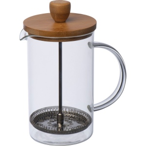 Cafetière ou théière en verre avec couvercle en bambou