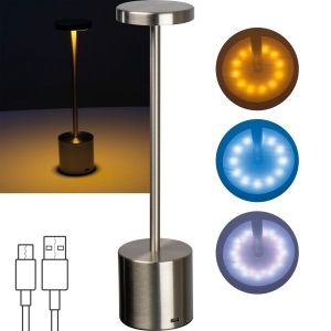 Lampe de table en acier inoxydable avec batterie
