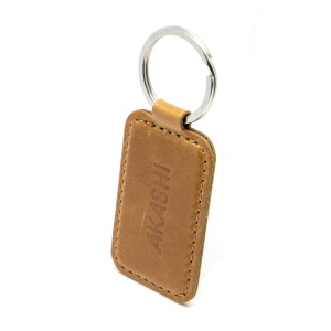 PORTE-CLE EN CUIR VERITABLE MARRON CLAIR