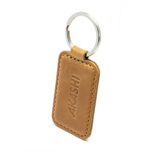 PORTE-CLE EN SIMILI-CUIR LISSE MARRON