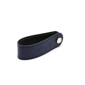 PORTE-CLE VIS CUIR RECYCLÉ BLEU MARINE