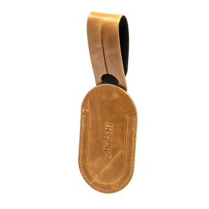 ETIQUETTE BAGAGE  EN CUIR VERITABLE MARRON CLAIR