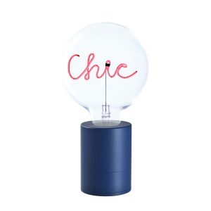 SOCLE LAMPE DE TABLE POP BLEU + AMPOULE 1 MOT MITB