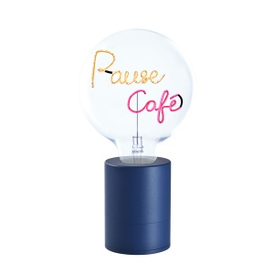SOCLE LAMPE DE TABLE POP BLEU + AMPOULE 2 MOTS MITB