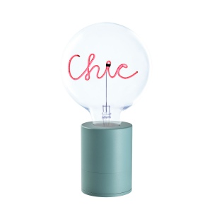 SOCLE LAMPE DE TABLE POP VERT + AMPOULE 1 MOT MITB