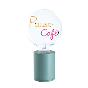 SOCLE LAMPE DE TABLE POP VERT + AMPOULE 2 MOTS MITB