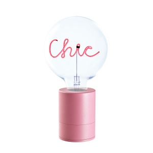 SOCLE LAMPE DE TABLE POP ROSE + AMPOULE 1 MOT MITB
