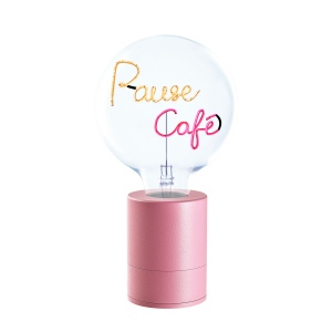 SOCLE LAMPE DE TABLE POP ROSE + AMPOULE 2 MOTS MITB