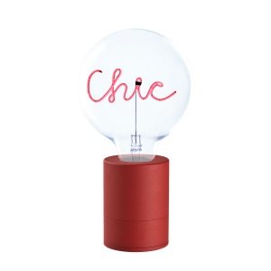 SOCLE LAMPE DE TABLE POP ROUGE + AMPOULE 1 MOT MITB