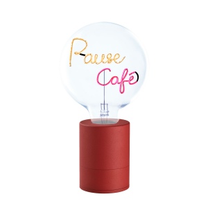 SOCLE LAMPE DE TABLE POP ROUGE + AMPOULE 2 MOTS MITB