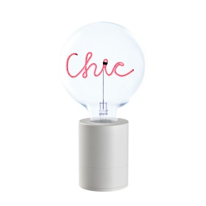 SOCLE LAMPE DE TABLE POP BLANC + AMPOULE 1 MOT MITB