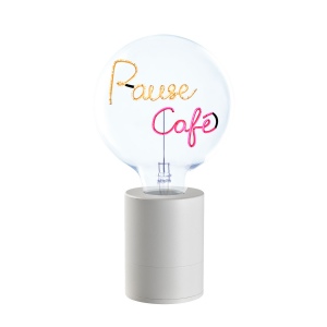 SOCLE LAMPE DE TABLE POP BLANC + AMPOULE 2 MOTS MITB