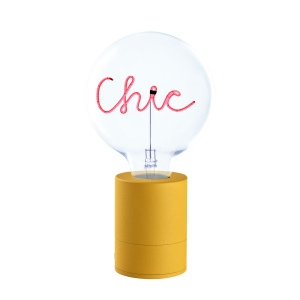 SOCLE LAMPE DE TABLE POP JAUNE + AMPOULE 1 MOT MITB