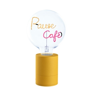 SOCLE LAMPE DE TABLE POP JAUNE + AMPOULE 2 MOTS MITB