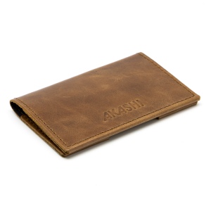 PORTE-CARTES FOLIO AVEC OU SANS ANTI-RFID  EN CUIR VERITABLE MARRON FONCE