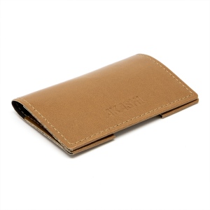 PORTE-CARTES FOLIO AVEC OU SANS ANTI-RFID EN SIMILI-CUIR LISSE MARRON
