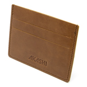 PORTE-CARTES HORIZONTAL AVEC OU SANS ANTI-RFID  EN CUIR VERITABLE MARRON FONCE