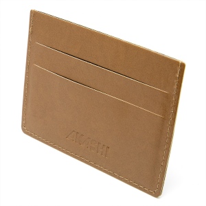 PORTE-CARTES HORIZONTAL AVEC OU SANS ANTI-RFID EN SIMILI-CUIR LISSE MARRON