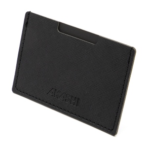 PORTE CARTE SIMPLE EN SIMILI-CUIR NOIR GRAINE