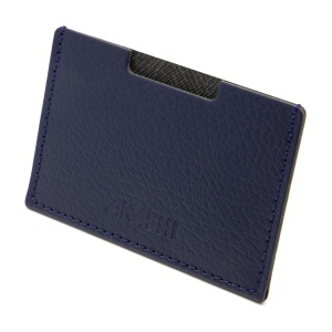 PORTE CARTE SIMPLE CUIR RECYCLÉ BLEU MARINE