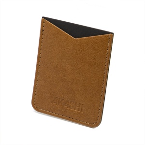 PORTE-CARTE POUR SMARTPHONE AVEC ADHESIF 3M EN SIMILI-CUIR LISSE MARRON