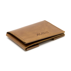 PORTE CARTE VOLET EN CUIR VERITABLE MARRON FONCE
