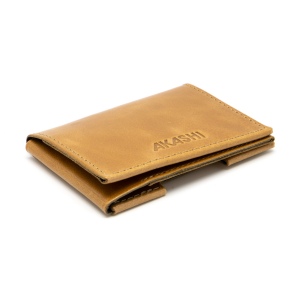 PORTE CARTE VOLET EN CUIR VERITABLE MARRON CLAIR
