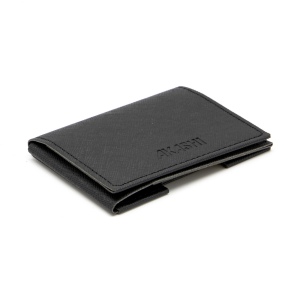 PORTE CARTE VOLET EN SIMILI-CUIR NOIR GRAINE