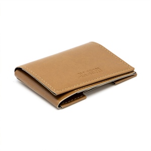 PORTE CARTE VOLET EN SIMILI-CUIR LISSE MARRON