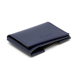 PORTE CARTE VOLET CUIR RECYCLÉ BLEU MARINE