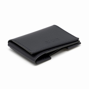PORTE CARTE VOLET CUIR RECYCLÉ NOIR