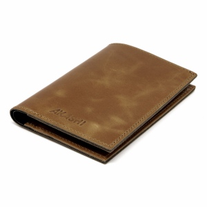 PORTEFEUILLE VERTICAL EN CUIR VERITABLE MARRON FONCE