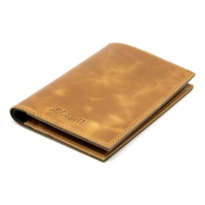 PORTEFEUILLE VERTICAL EN CUIR VERITABLE MARRON CLAIR