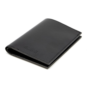 PORTEFEUILLE VERTICAL EN SIMILI-CUIR NOIR GRAINE