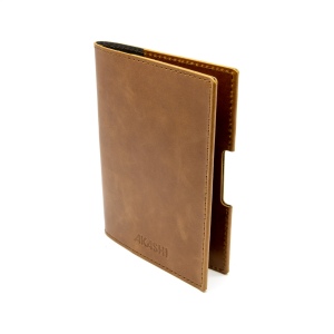 PORTE-PASSEPORT / CARTE GRISE / ASSURANCE EN CUIR VERITABLE MARRON FONCE
