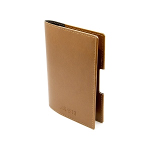 PORTE-PASSEPORT / CARTE GRISE / ASSURANCE  EN SIMILI-CUIR LISSE MARRON